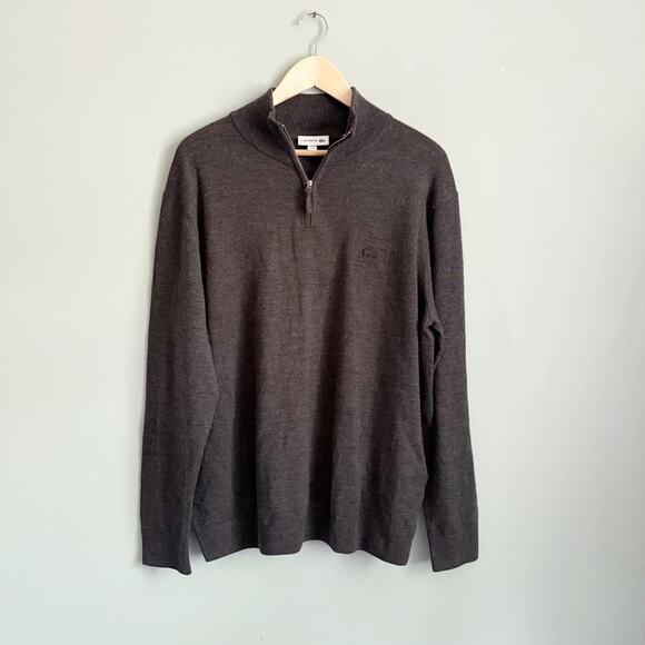 Mens Lacoste merino wool pullover quarter zip sweater top XXL - Picture 1 of 7